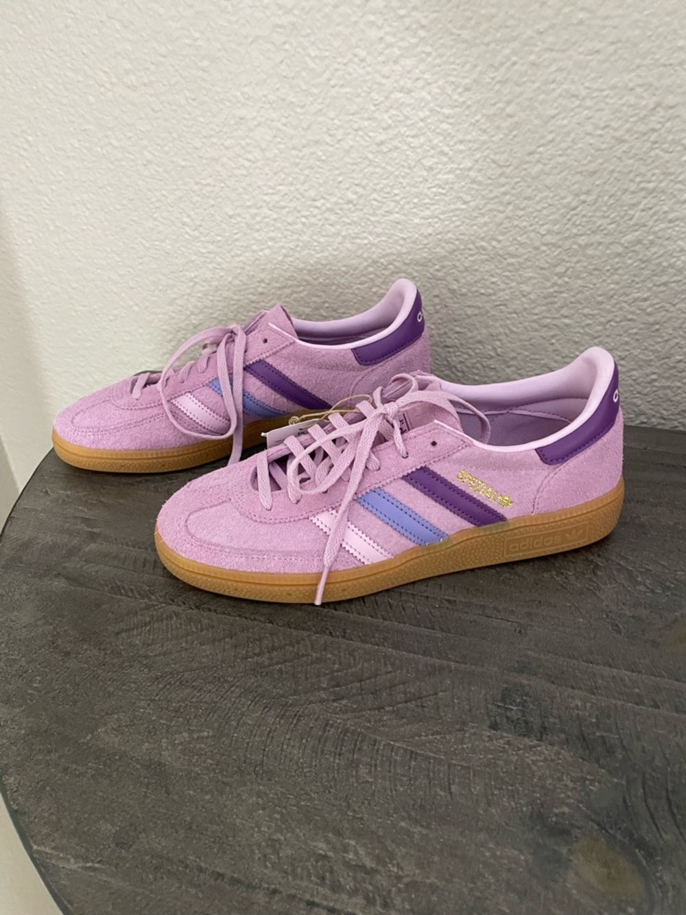 adidas Lavender and Purple Suede Sneakers with Gum Sole